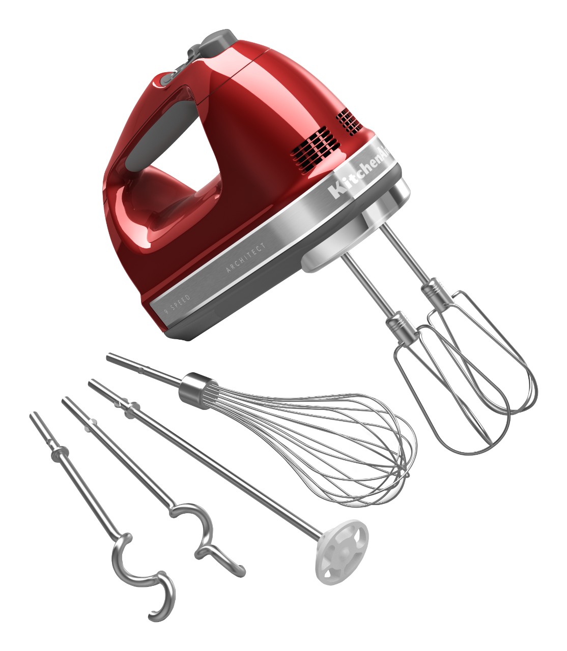 Available nine-speed and digital display hand mixers from KitchenAid.